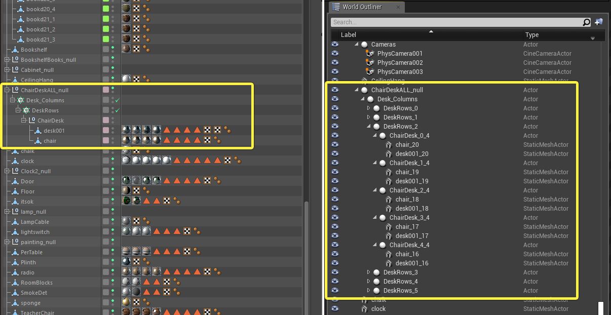 Cinema 4D复制器成为拥有子静态网格体actor的actor