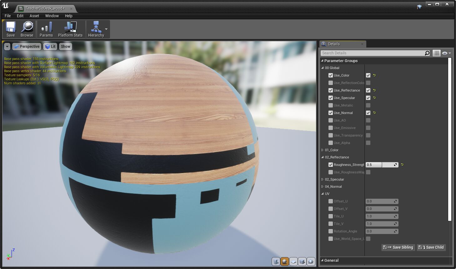 带Cinema 4D材质的材质实例编辑器