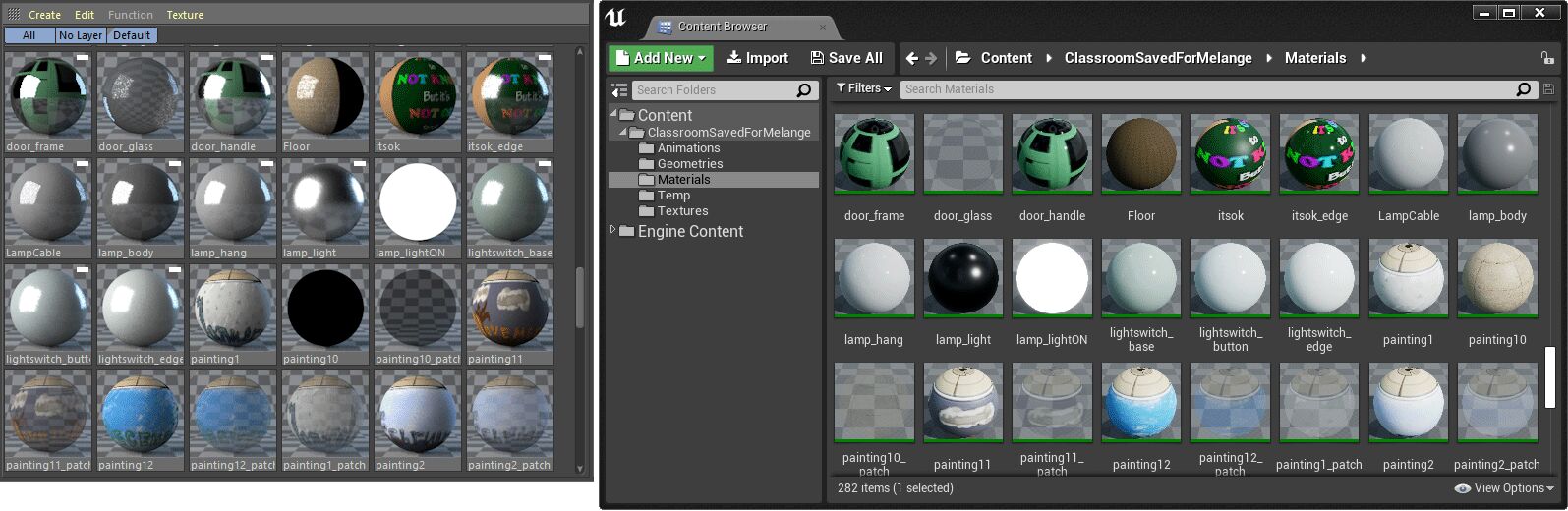 Cinema 4D和UE4中的材质命名