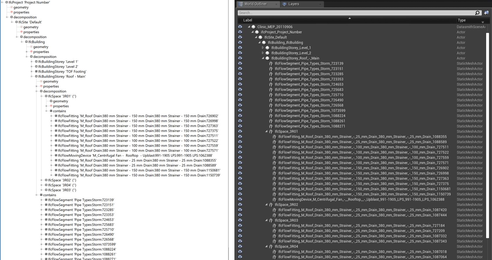 IFC和虚幻引擎中的场景层级