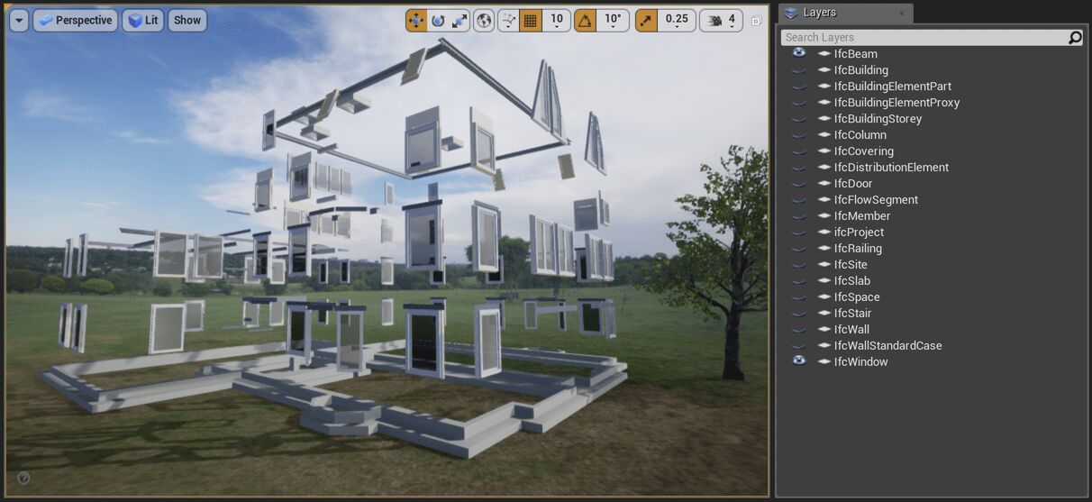 ifcWindow和ifcBeam层可见