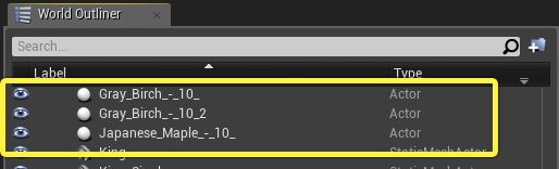 RPC Actors in the World Outliner