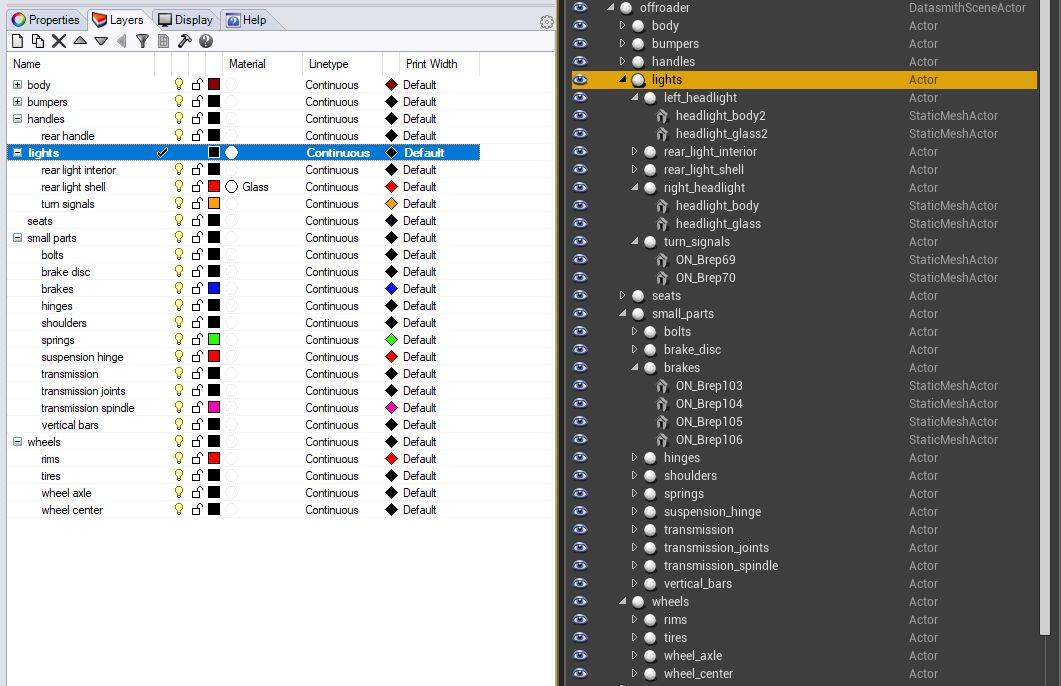 Rhino到Datasmith场景层级