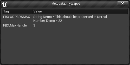 虚幻中的3ds Max元数据