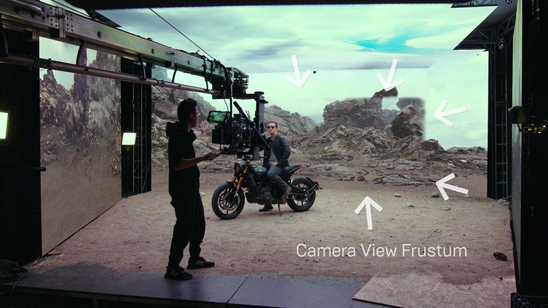 在LED摄影棚中使用镜头内视效的场地