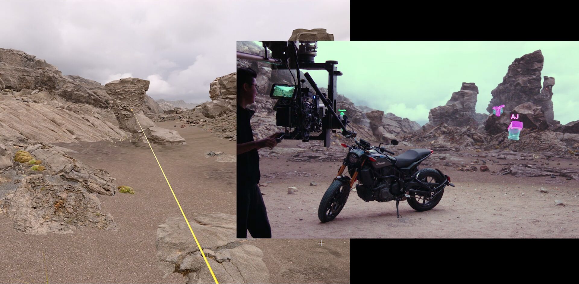 展示VR探查中某人视角的两张图，来自多用户会话内的摄像机