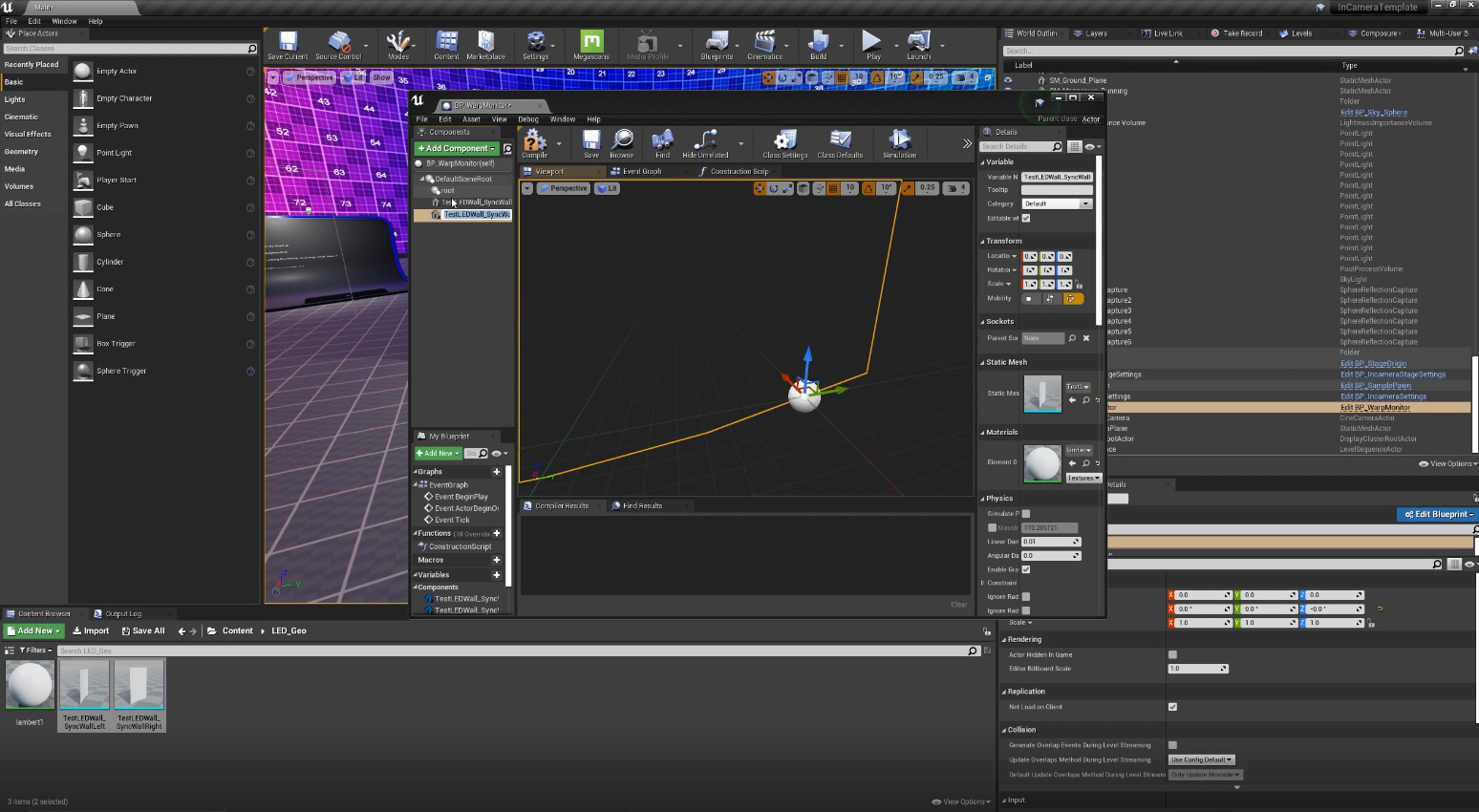 BP_WarpMonitor中导入的网格体