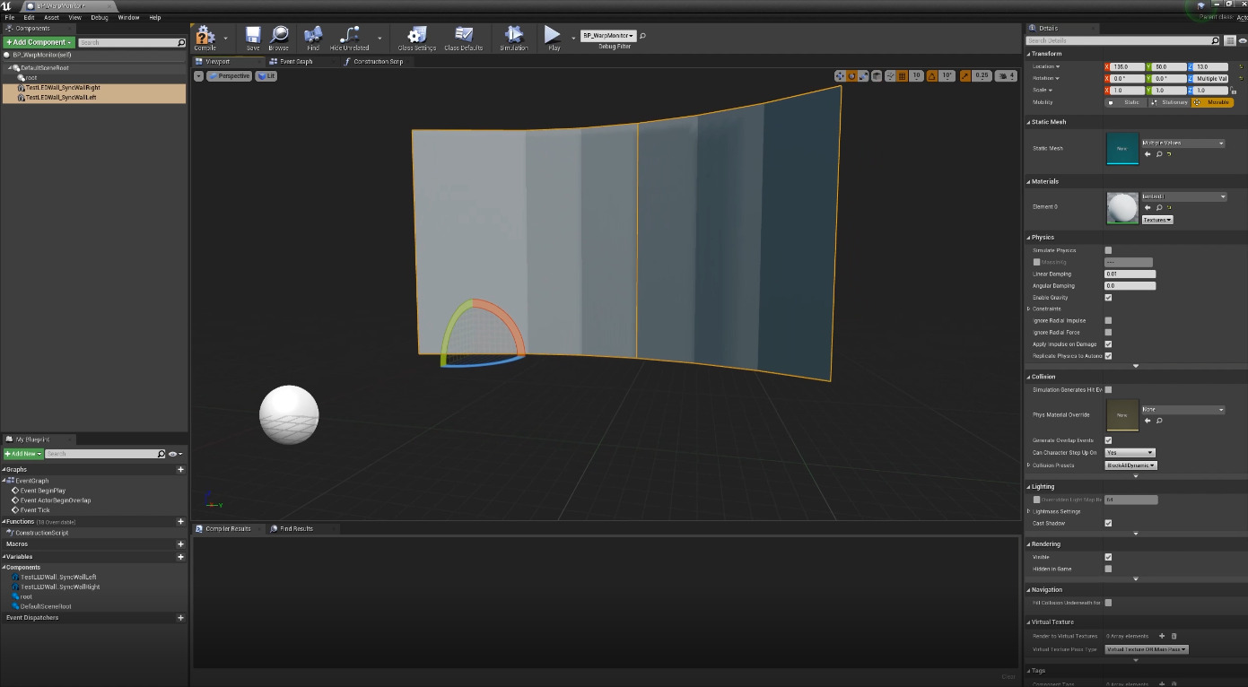 放置和旋转BP_WarpMonitor中的墙以匹配与追踪原点相关的LED墙物理布局