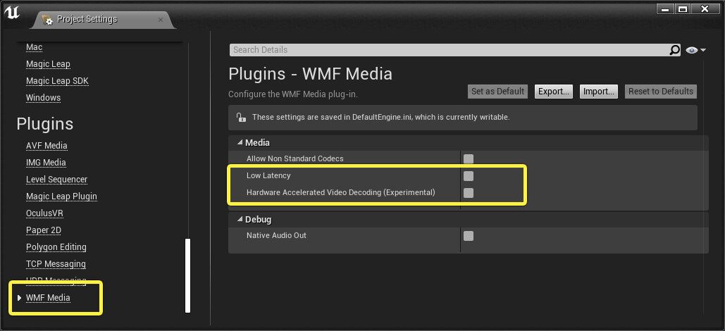 Playback optimization settings