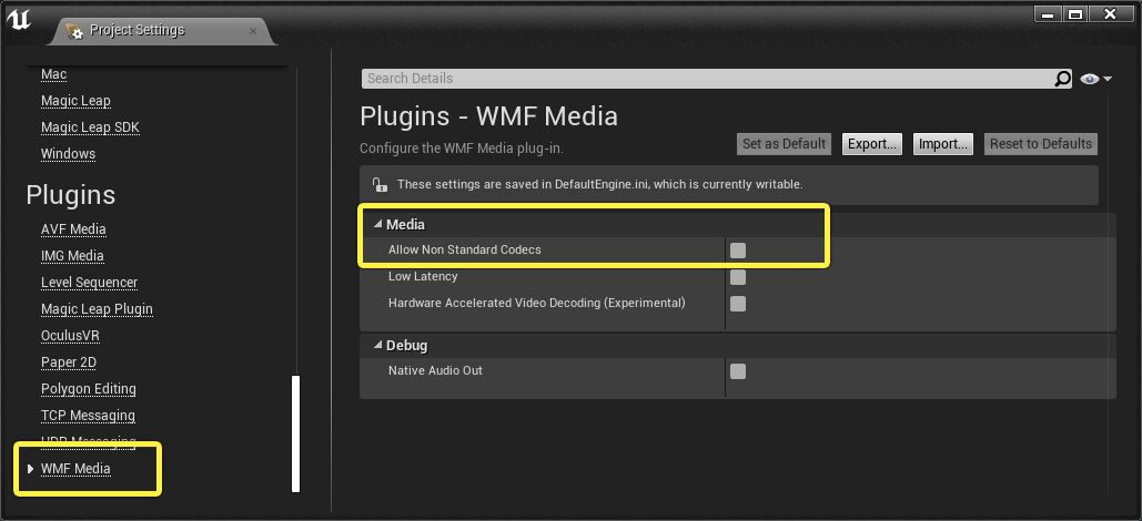 Project Settings - WMF Media Plugin