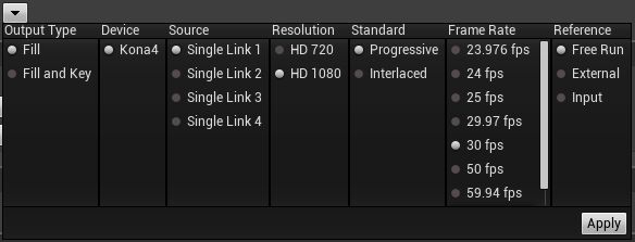 Aja Media Output Configuration