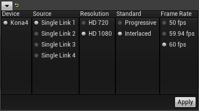 Aja Media Source Configuration