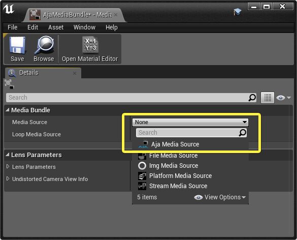 Set the AJA Media Source