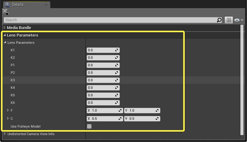 Lens undistortion parameters