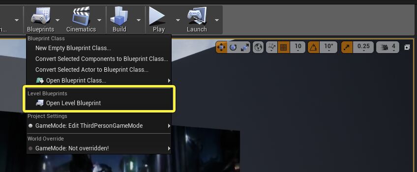 Open Level Blueprint