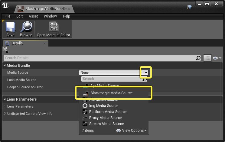 Set the Blackmagic Media Source