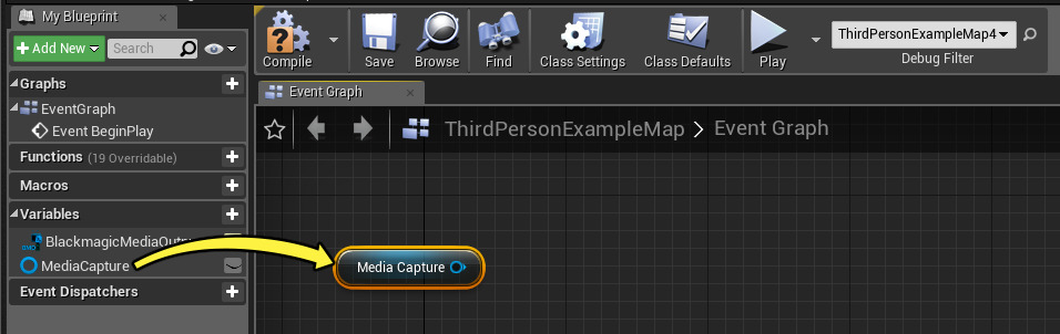 Control+drag the MediaCapture