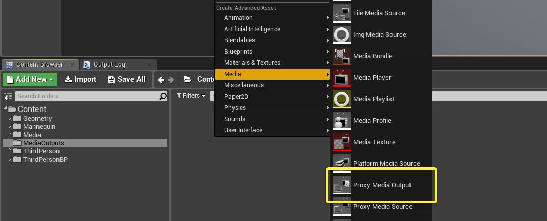 Create a new Proxy Media Output