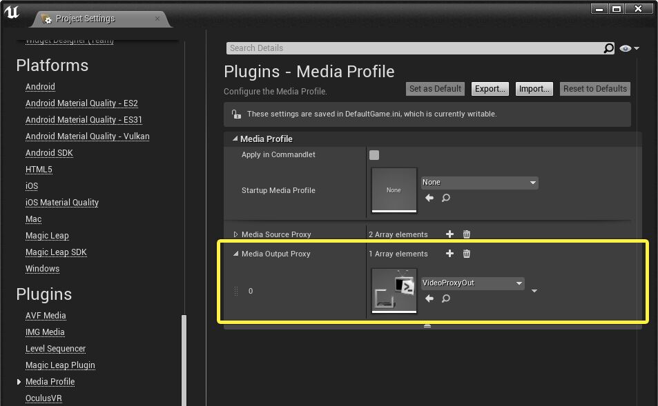 Set the Media Output Proxy