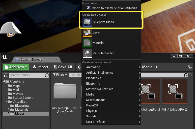 Create new Blueprint class