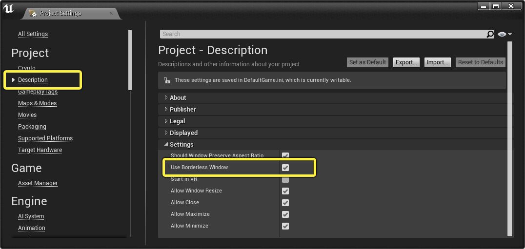 Use Borderless Window