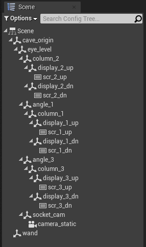 Scene panel hierarchy for 3x2 wall
