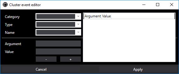 Cluster event editor