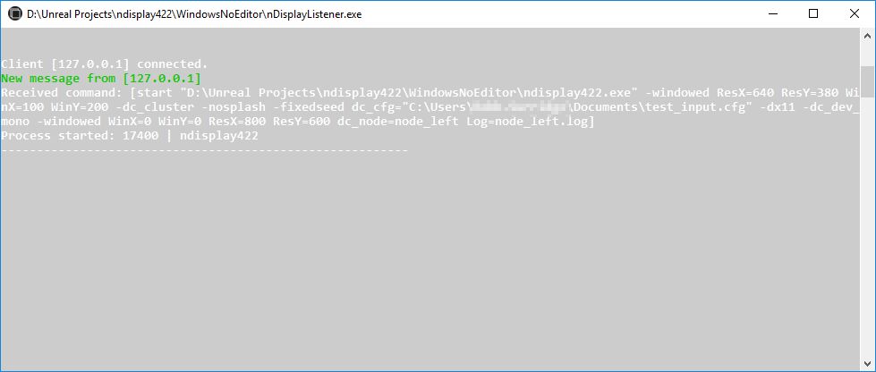 nDisplay监听器接受运行指令