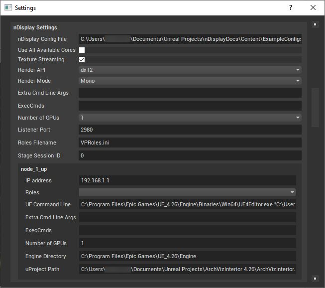 Switchboard nDisplay设备设置