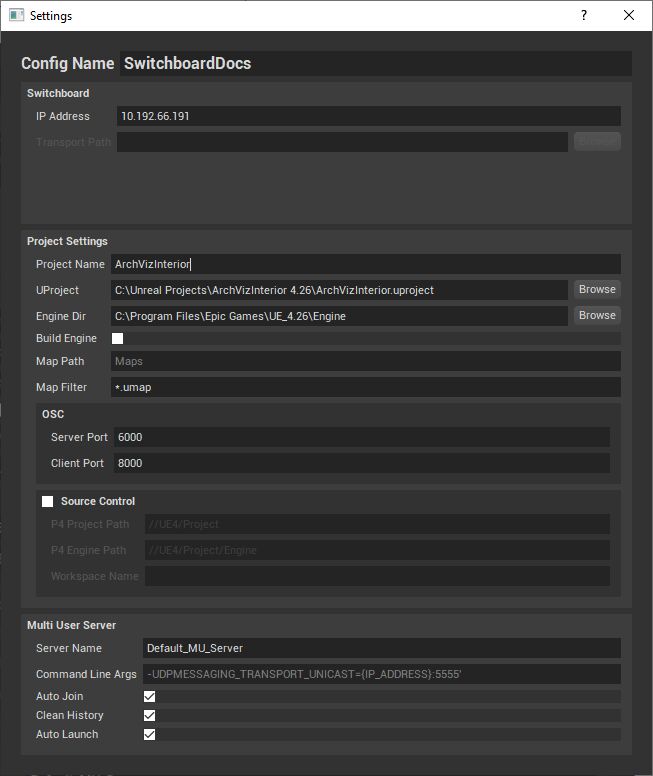 Switchboard项目设置