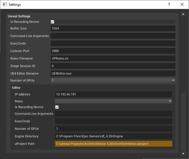 Switchboard虚幻设备设置
