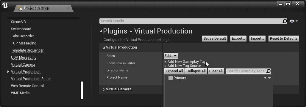 打开Gameplay标签下拉菜单