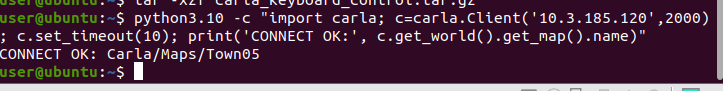虚拟机中验证与 CARLA 服务端的连接